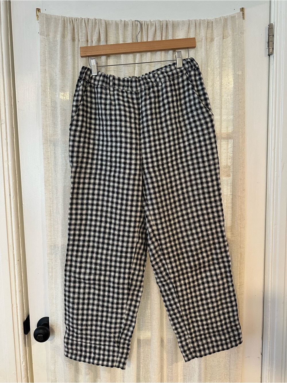 Black & White Gingham Linen Pants